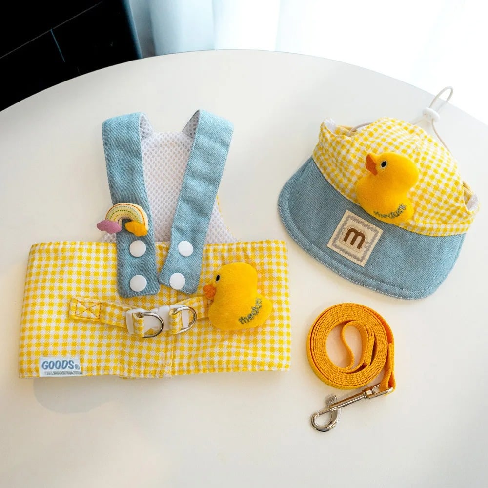 Cute Pet Outfit Set β 3-in-1 Harness, Leash & Cap