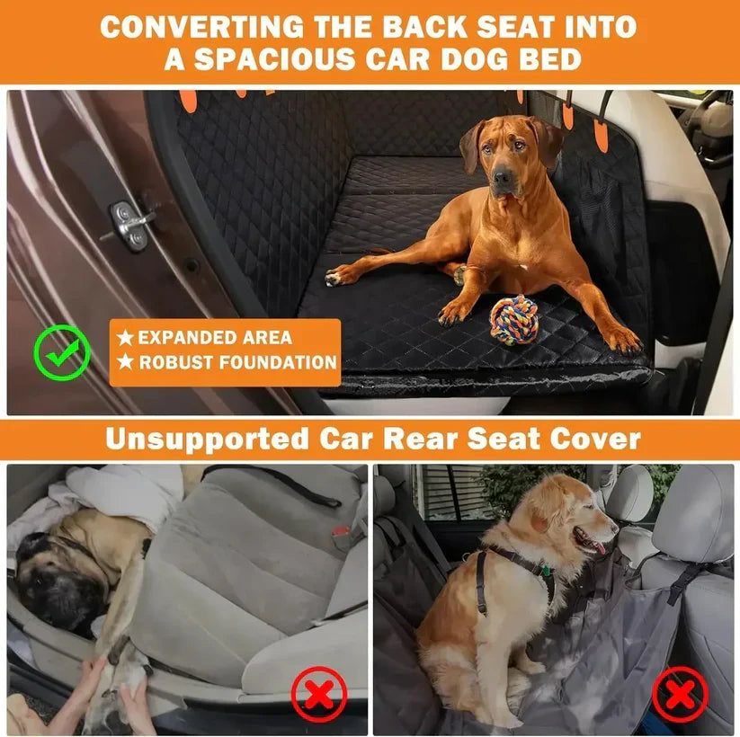 6-in-1 Waterproof Dog Car Seat Cover with Mesh Window