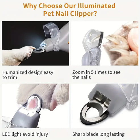 LED Light Pet Nail Clippers with Magnifier
